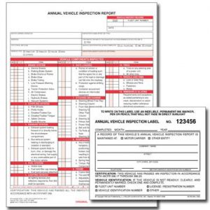 Annual Vehicle Inspection Report, 3-ply and Mylar Label Kit – (25 Sets)