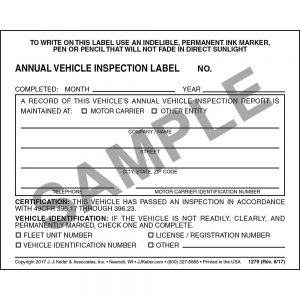 Annual Vehicle Inspection Label – Vinyl w/Mylar Laminate (Qty: 25 Units)