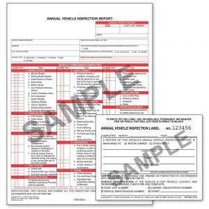 Annual Vehicle Inspection Report (Carbonless) + Label – Retail Packaging (Qty: 10 Units)
