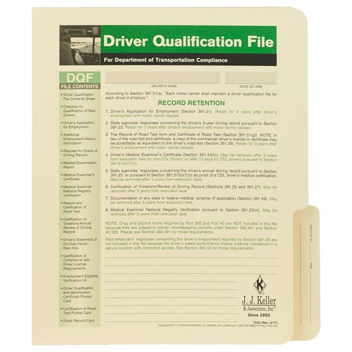 Driver Qualification File Folder For SingleCopy Forms File Folder